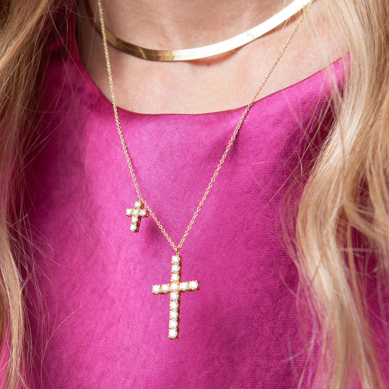 ARGENTO VIVO THE CZ DOUBLE CROSS PENDANT