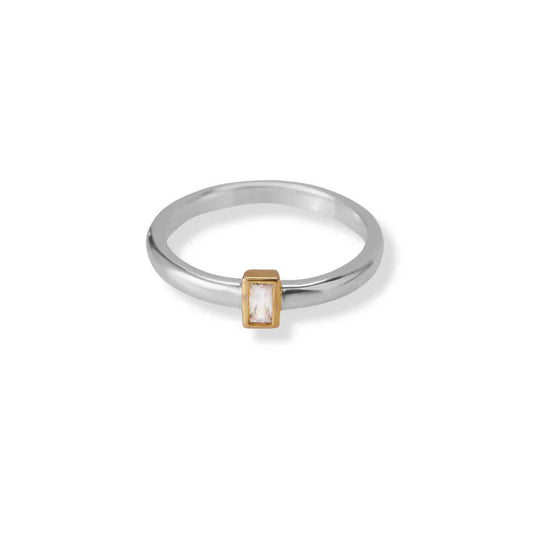 ARGENTO VIVO THE TWO TONE BAGUETTE RING