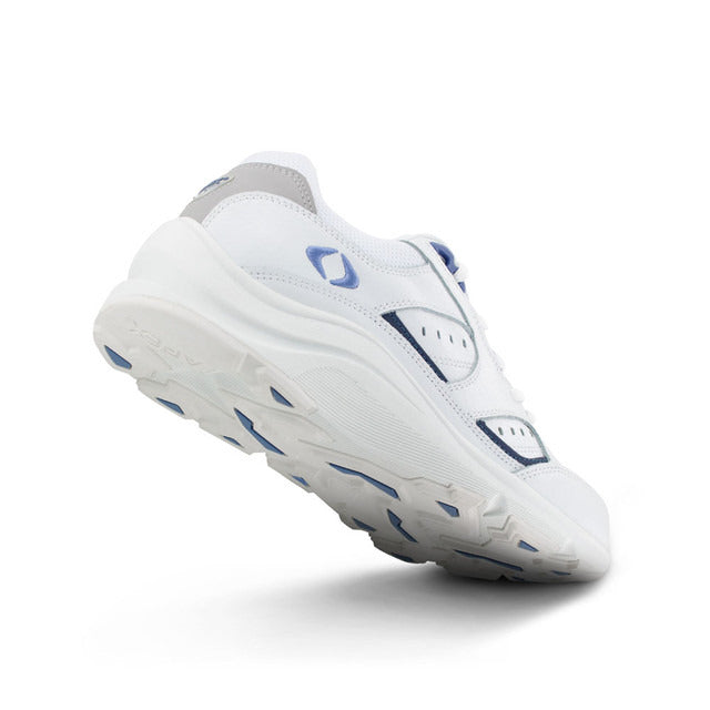 Apexfoot Women's Lace Walking Shoe - V-Last - White/Periwinkle