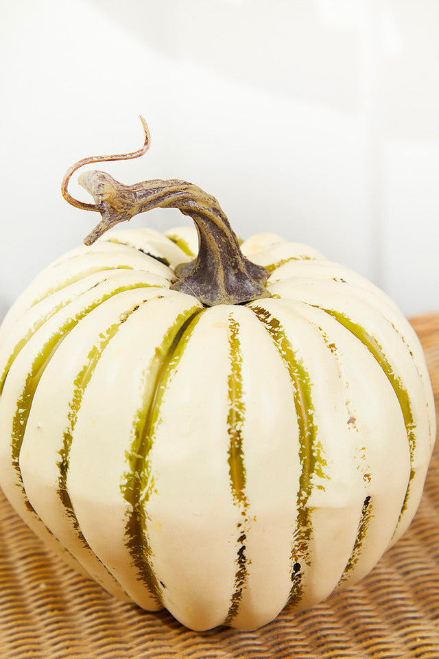 Decorator's Warehouse 6" Cream/Green Harvest Vine Pumpkin