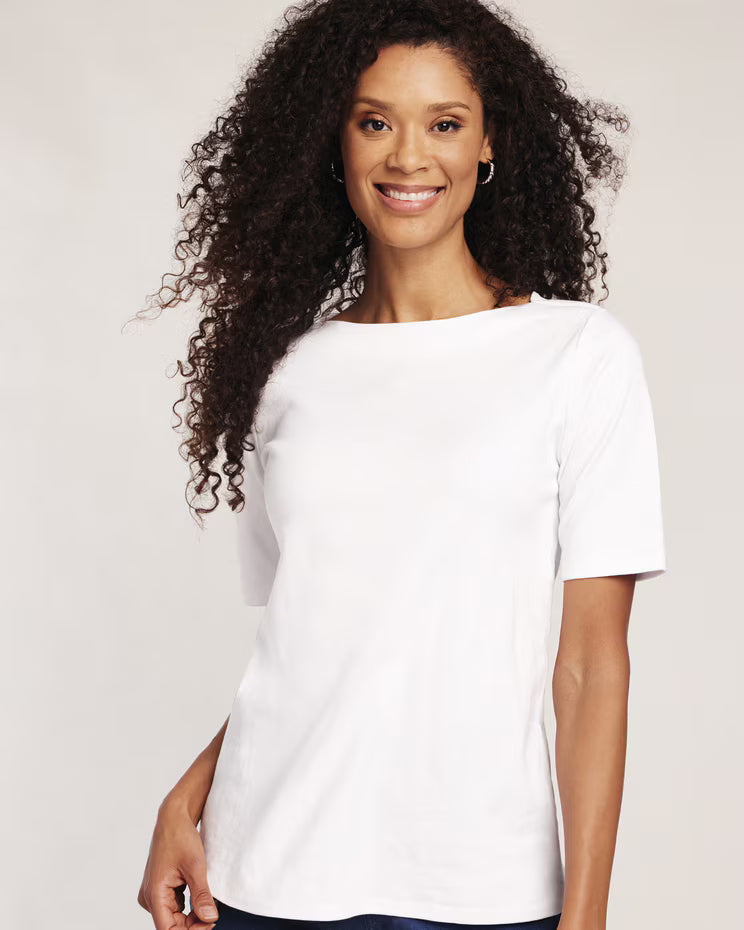 BLAIR Women's Tops Essential Knit Elbow Length Sleeve Boatneck Top (Women Plus) - x5