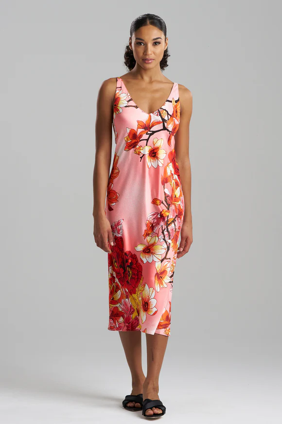 Natori Winter Peony Satin Gown