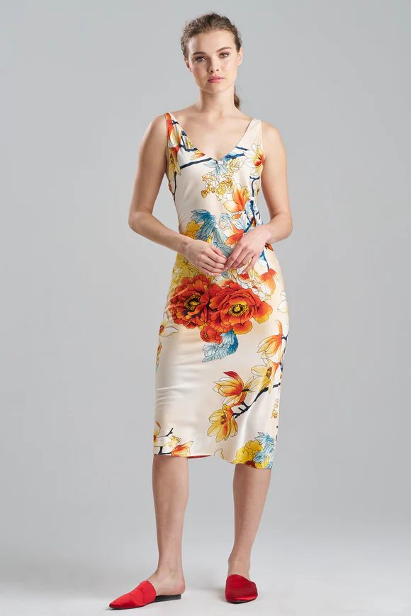 Natori Winter Peony Satin Gown