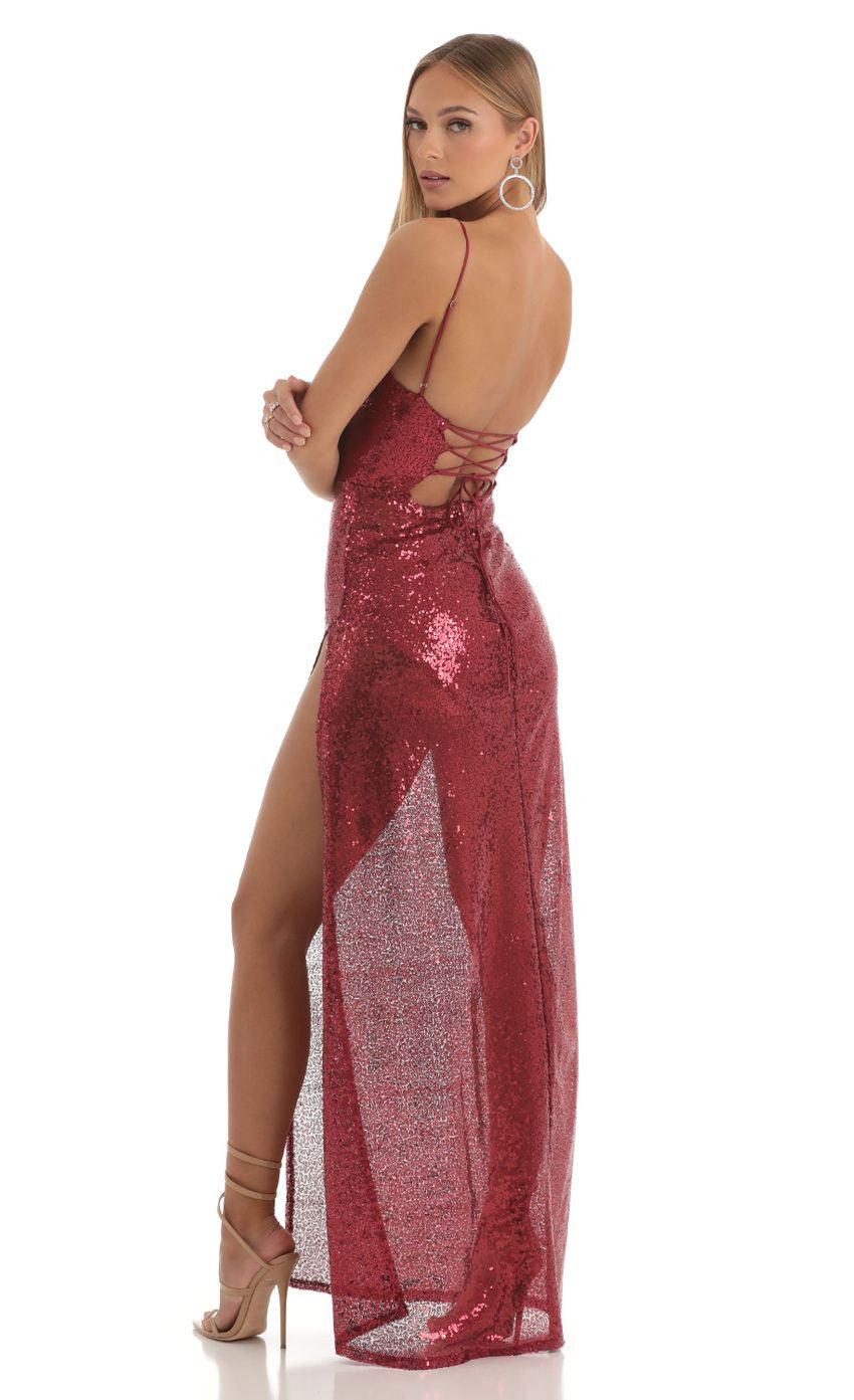 Lucy in the Sky Sequin Cowl Neck Maxi Dress