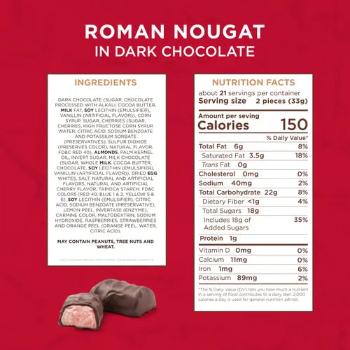 Russell Stover Chocolates Dark Chocolate Roman Nougats, 24 oz.