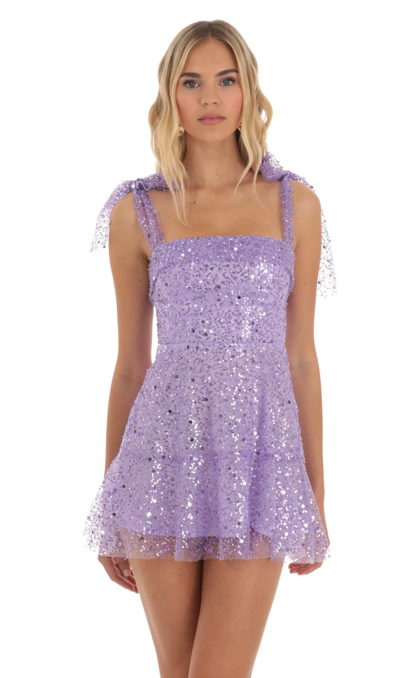 Lucy In The Sky Sequin Mini Dress in Purple