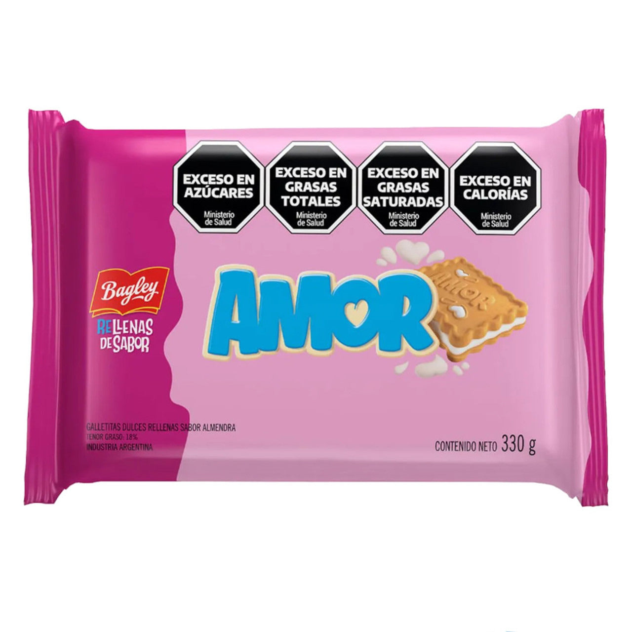 Pampa Direct Amor Galletitas Dulces Sandwich Cookies with Almond Flavored Filling, 330 g / 11.64 oz (tripack)