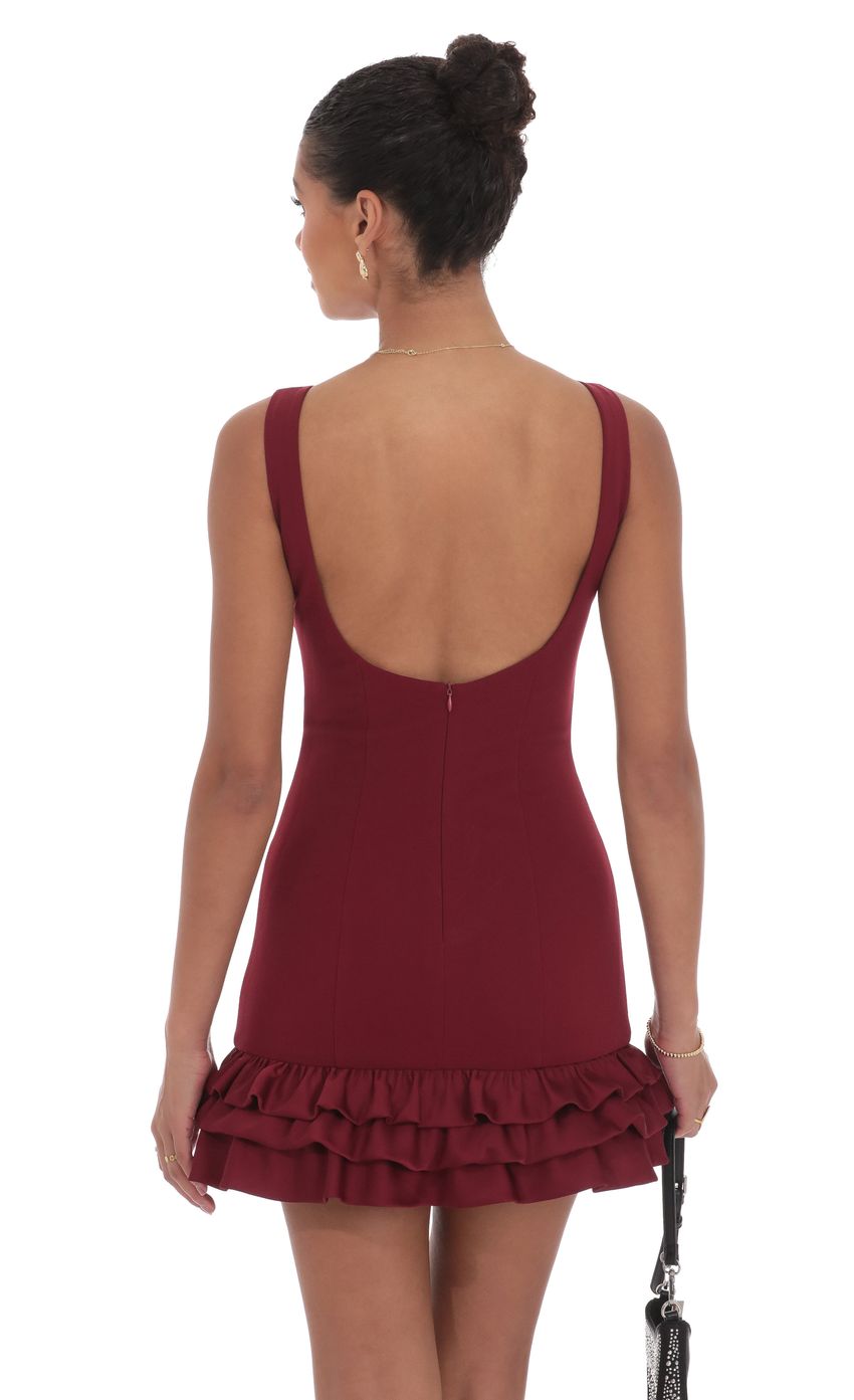 Lucy In The Sky Bubble Ruffle Dress in Maroon