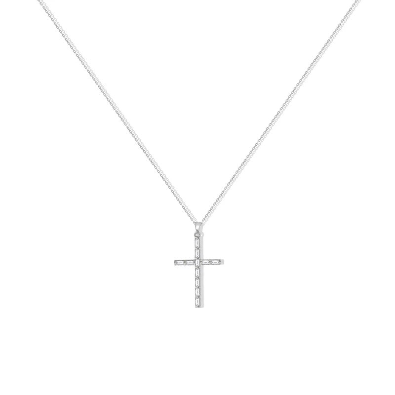 ARGENTO VIVO THE CZ BAGUETTE CROSS