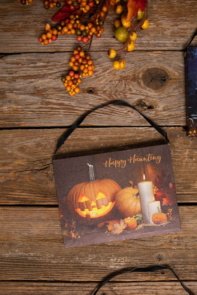 Decorator's Warehouse 7.8” B/O Lighted Halloween Canvas Painting