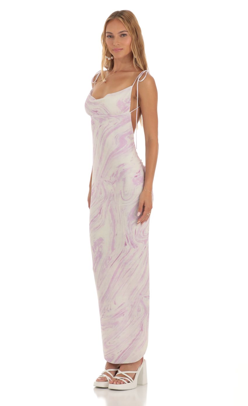 Lucy in the Sky Back Slit Maxi Dress in Purple Swirl