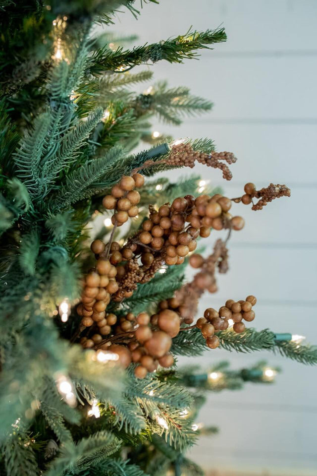 Decorator's Warehouse 18” Brown Dew Berry Christmas Spray (Weather Resistant)