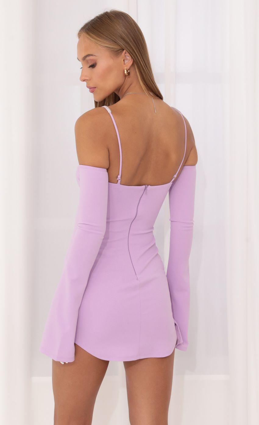 Lucy In The Sky Crepe Rhinestone Dress in Purple