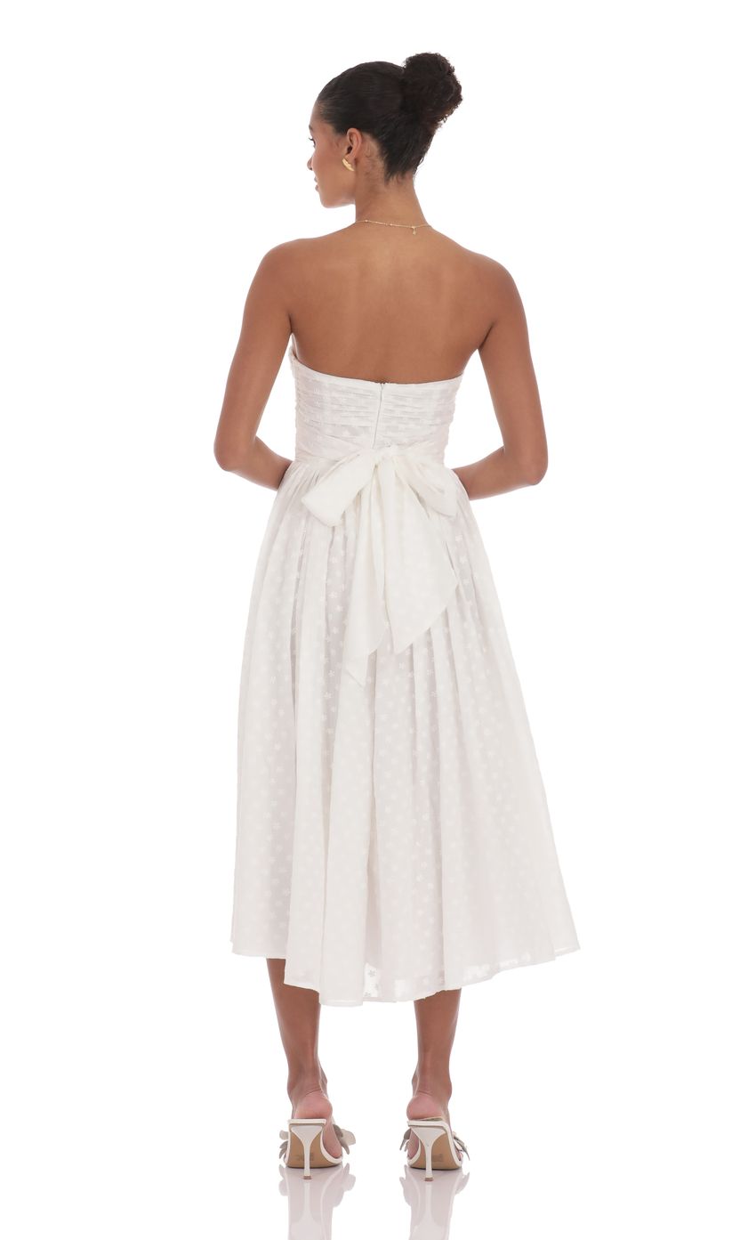 Lucy In The Sky Floral Back Bow Midi Dress in White