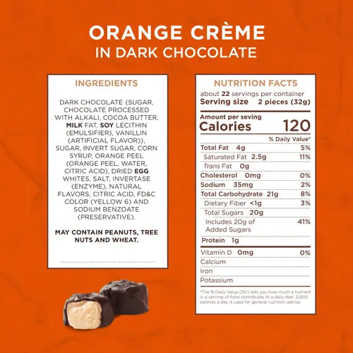 Russell Stover Chocolates Dark Chocolate Orange Crémes, 24 oz.