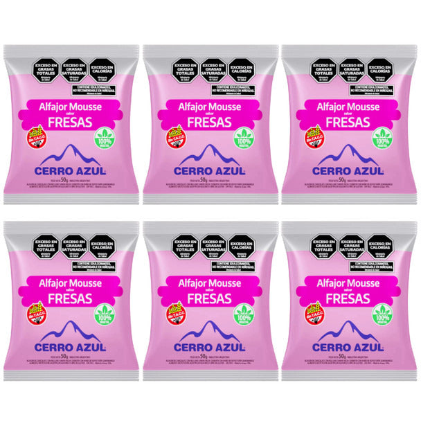 Pampa Direct Cerro Azul Alfajor with Strawberry Mousse Filling, Gluten-Free Alfajor Relleno de Mousse de Fresas, 50 g / 1.76 oz (pack of 6)