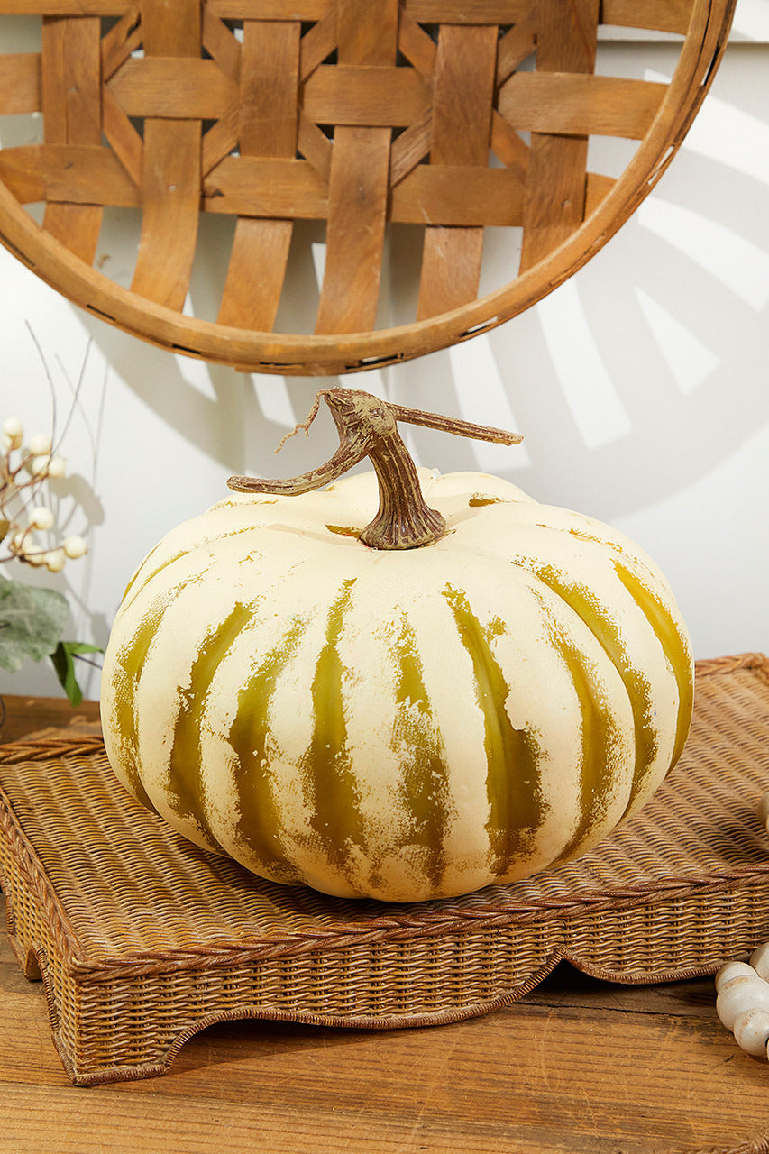 Decorator's Warehouse 9" x 5" Creme/Green Latex Harvest Pumpkin Vine