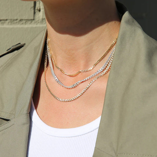 ARGENTO VIVO THE TWO TONE PAVE CURB CHAIN NECKLACE