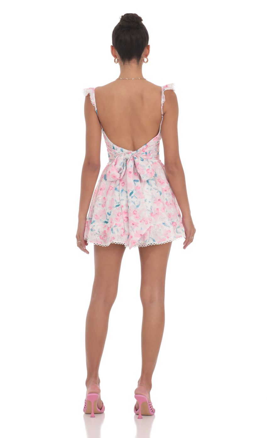 Lucy In The Sky Embroidered Trim Floral A-line Dress in White