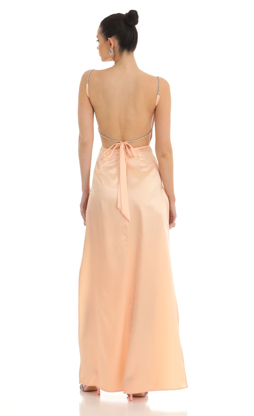 Lucy In The Sky Rhinestone Maxi Dress in Peach