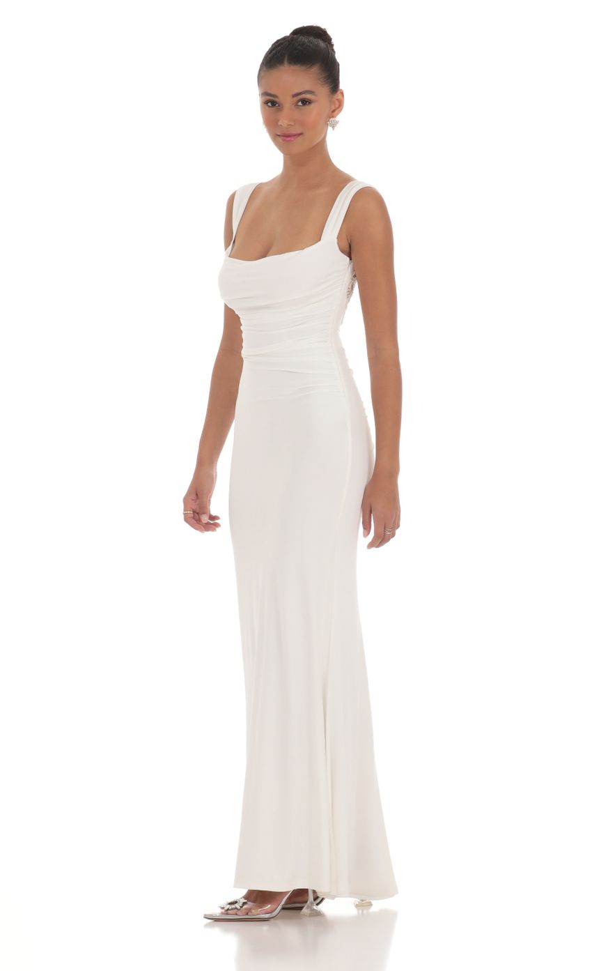 Lucy in the Sky Back Sequin Butterfly Maxi Dress in White