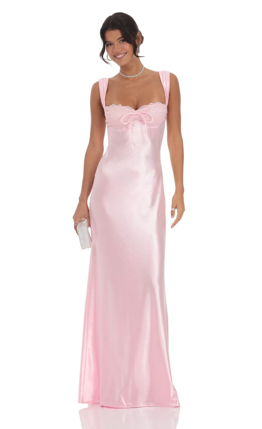 Lucy in the Sky Satin Lace-Bust Dress