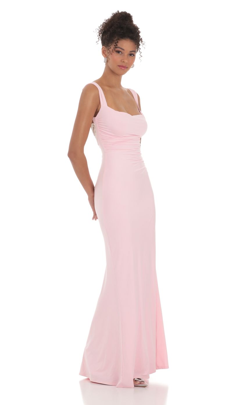 Lucy in the Sky Back Sequin Butterfly Maxi Dress in Pink
