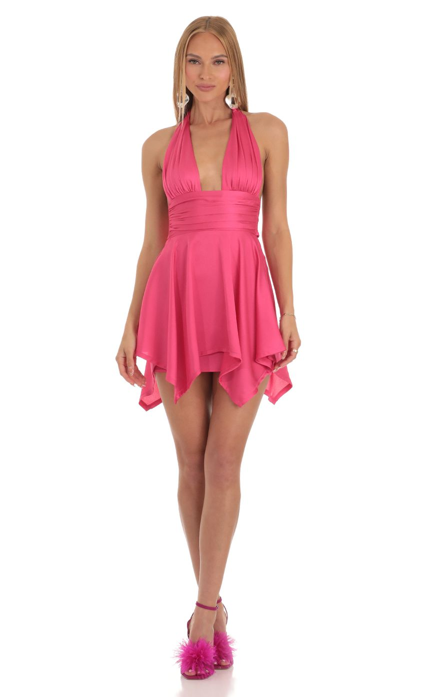 Lucy in the Sky Satin Dress in Pink