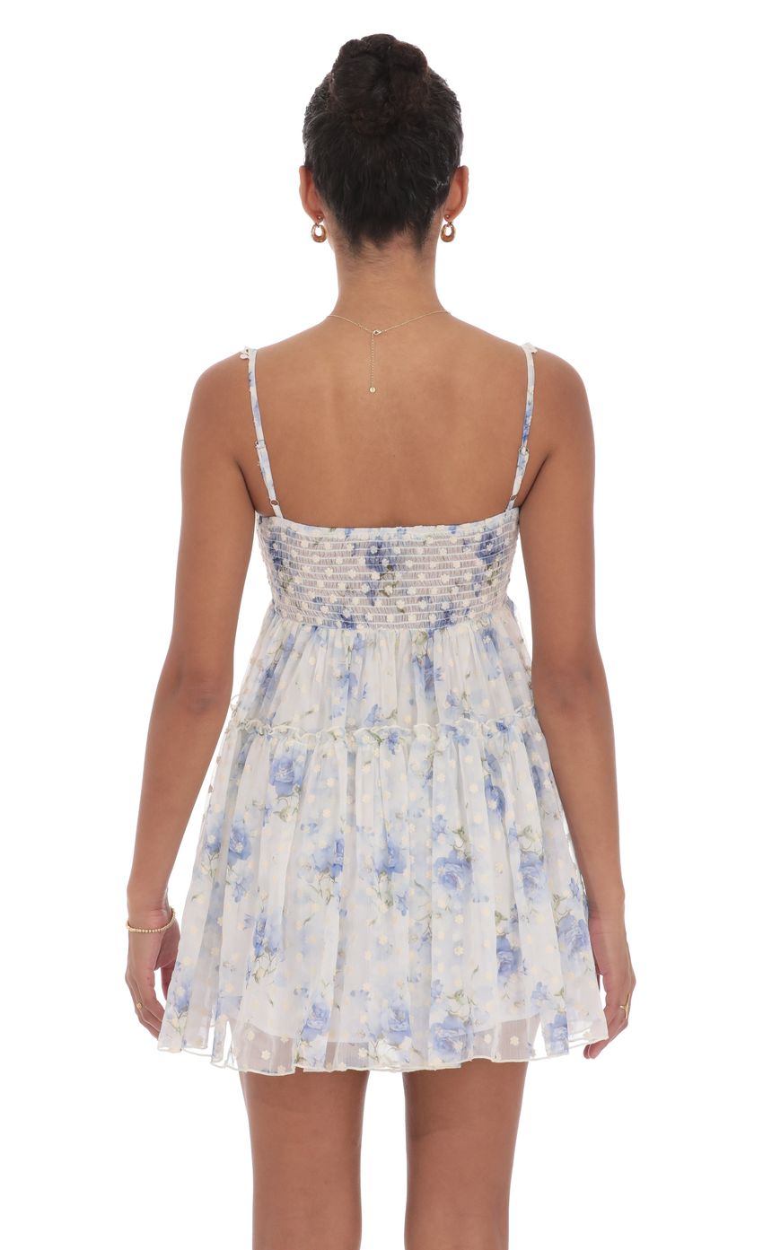Lucy In The Sky Floral Babydoll Dress in White