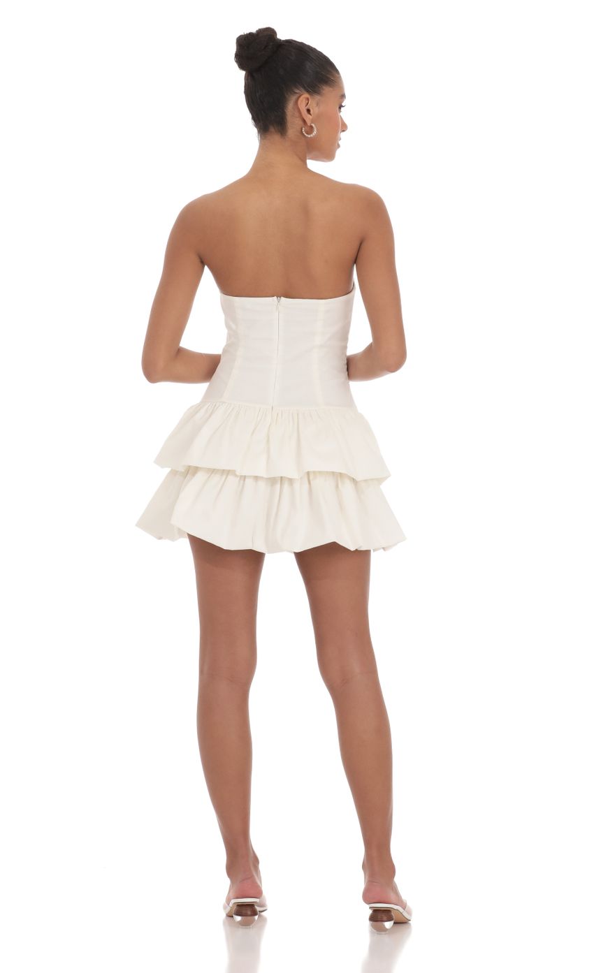 Lucy In The Sky Strapless Corset Bubble Dress in Ivory