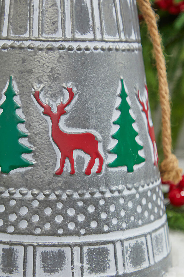 Decorator's Warehouse 10” Iron Pressed Bell with Deer & Tree Detail