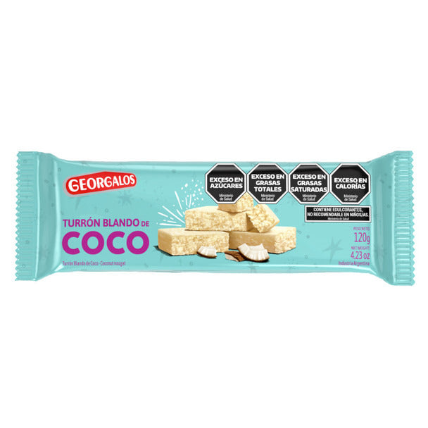 Pampa Direct Georgalos Turrón Blando de Coco Soft Coconut Nougat, 120 g / 4.23 oz