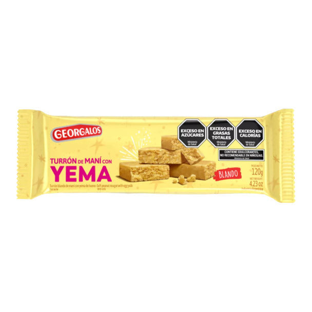 Pampa Direct Georgalos Turrón Blando de Maní Peanut Nougat with Egg Yolk Extra Soft Nougat, 120 g / 4.23 oz