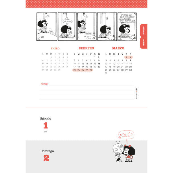 Pampa Direct Agenda 2025 Granica 2025 Mafalda by Quino Planner, Agenda with Sticker Sheet & Note Pages, Weekly Organizer