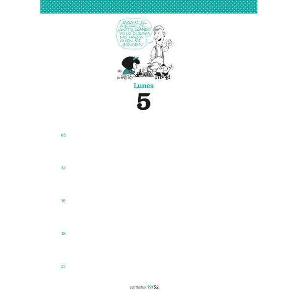Pampa Direct Agenda Granica Mafalda by Quino 2025 Agenda – Hardcover Spiral Notebook with Stickers, Stylish Design