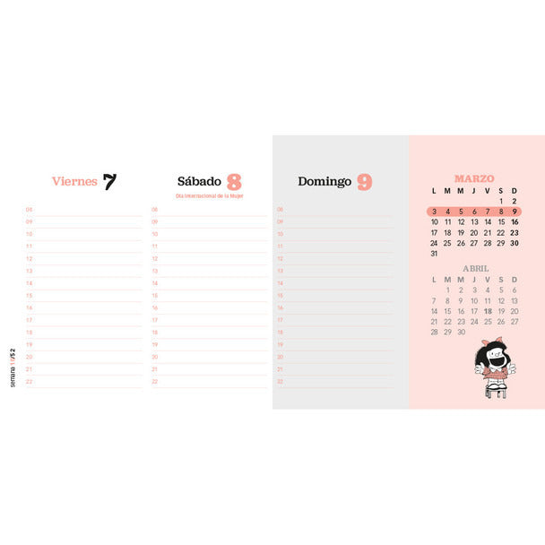 Pampa Direct Agenda Granica Mafalda by Quino 2025 Pocket Agenda – Hardcover Spiral Notebook for On-the-Go Planning
