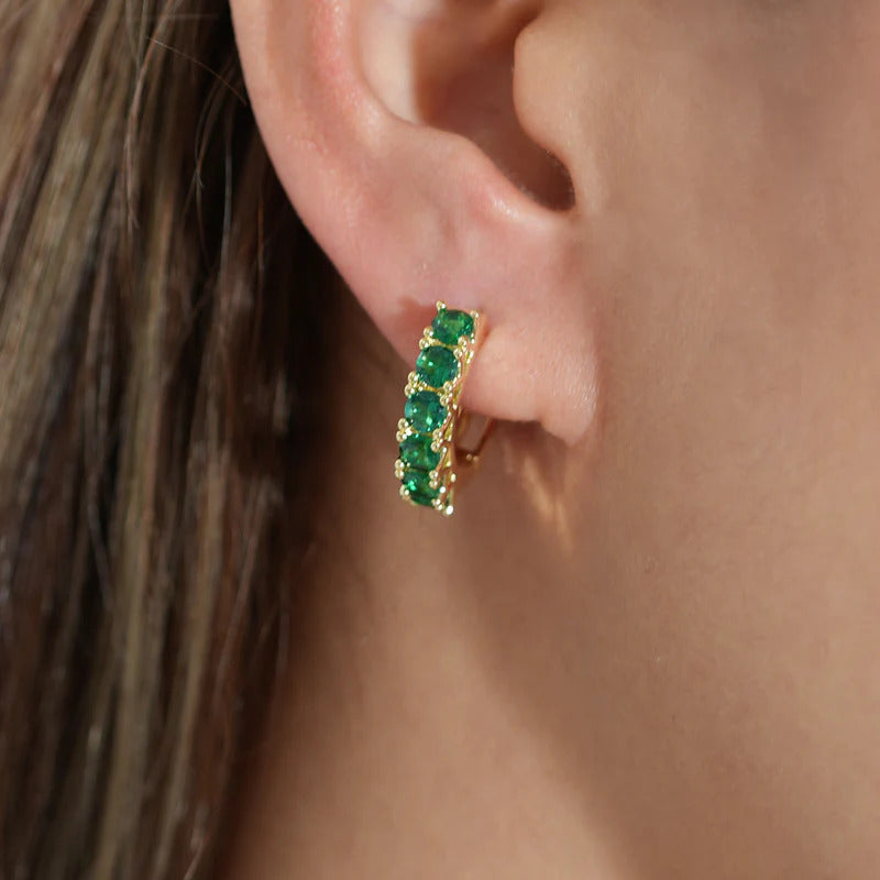 ARGENTO VIVO THE GREEN CZ HUGGIE HOOP