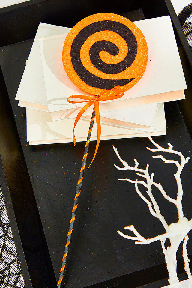 Decorator's Warehouse 17" Black and Orange Lollipop Pick