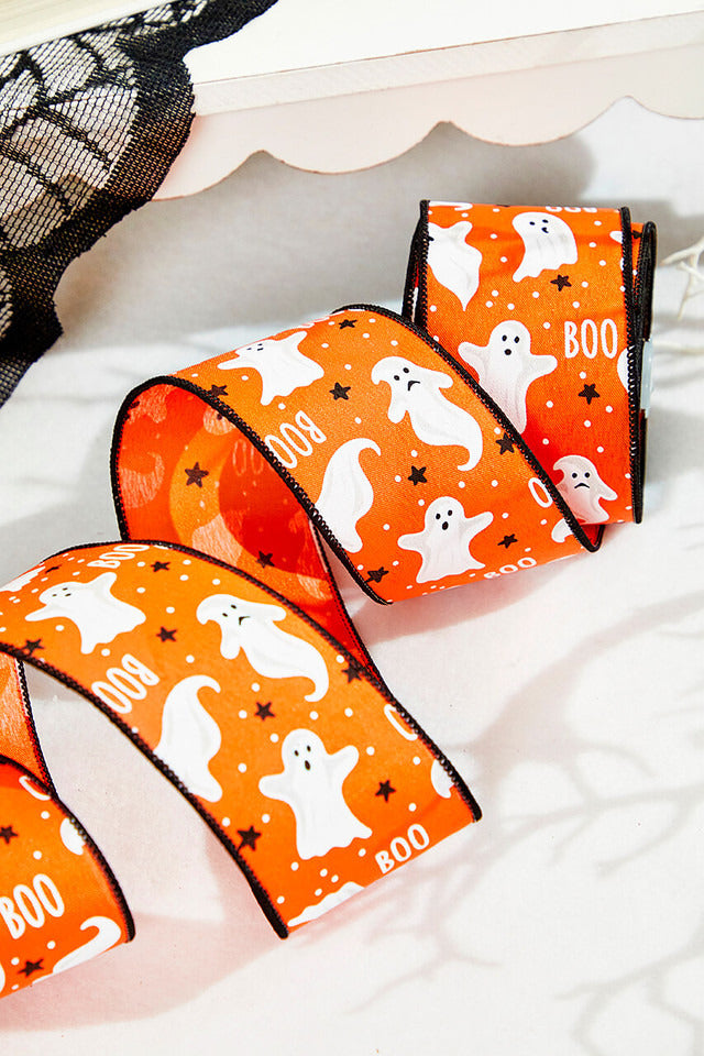 Decorator's Warehouse 2.5" x 10 Yard Ghosts/Boo Ribbon