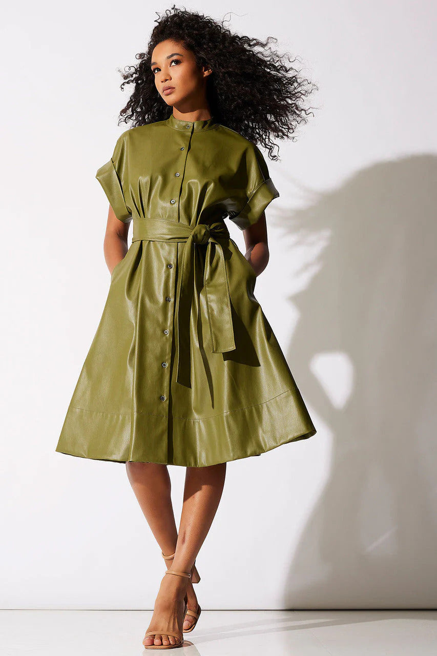 Natori Faux Leather Shirtdress