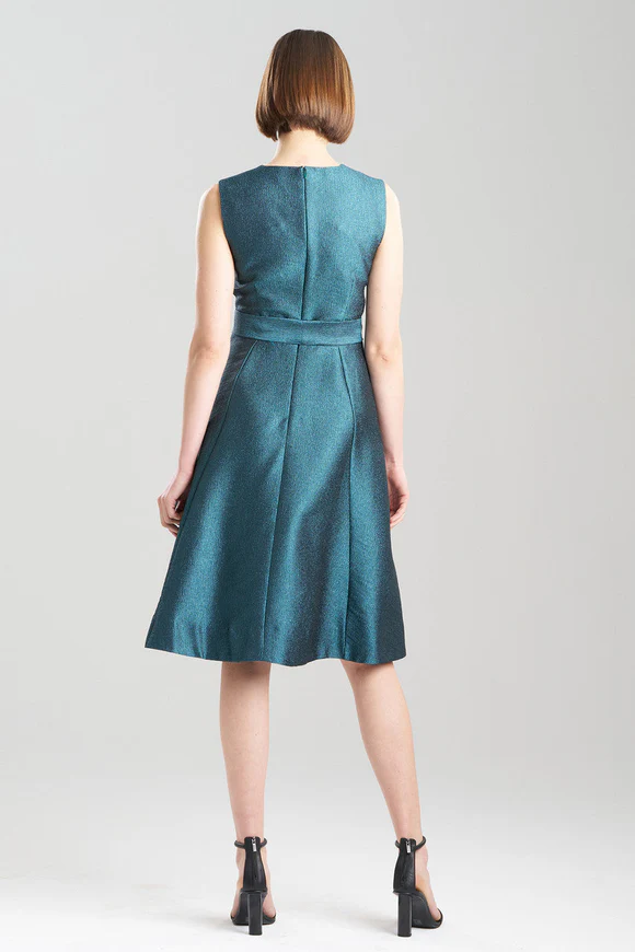 Natori Lustrous Textured Jacquard Fit & Flare Dress