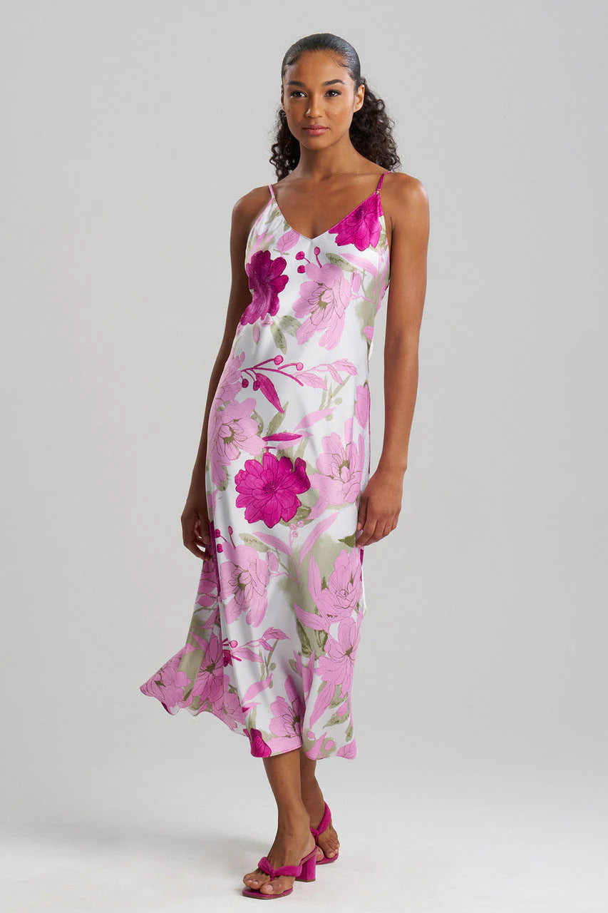 Natori Peony Blossom V-Neck Gown