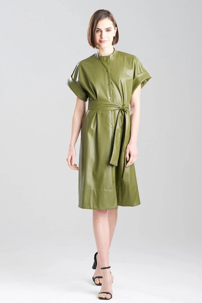 Natori Faux Leather Shirtdress