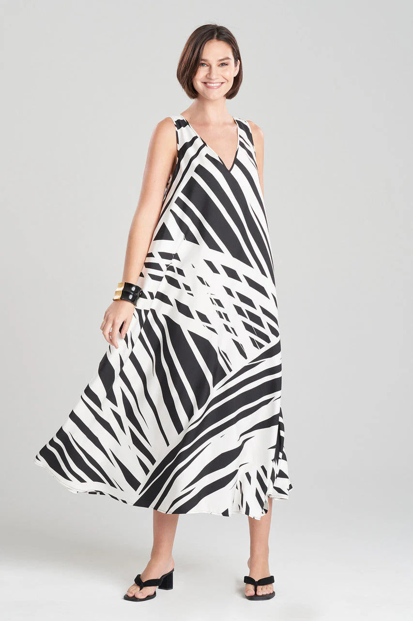 Natori Katana Cotton Silk V-Neck Dress