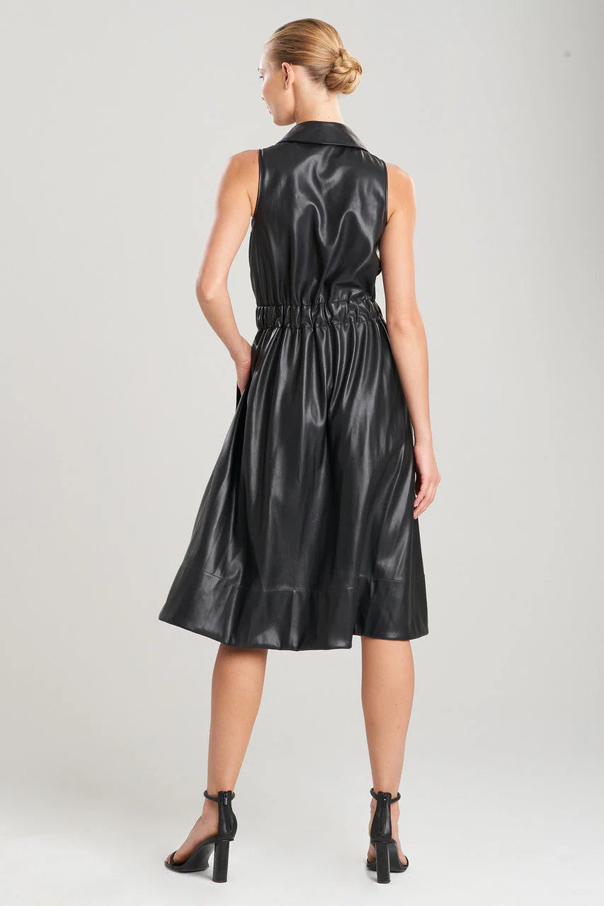 Natori Vegan Luxe Leather Halter Shirtdress