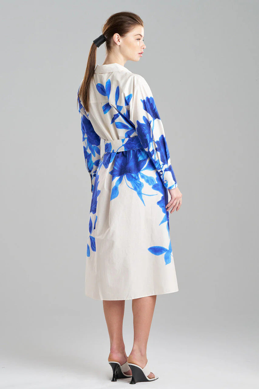 Natori Andora Printed Cotton Poplin Oversized Shirtdress