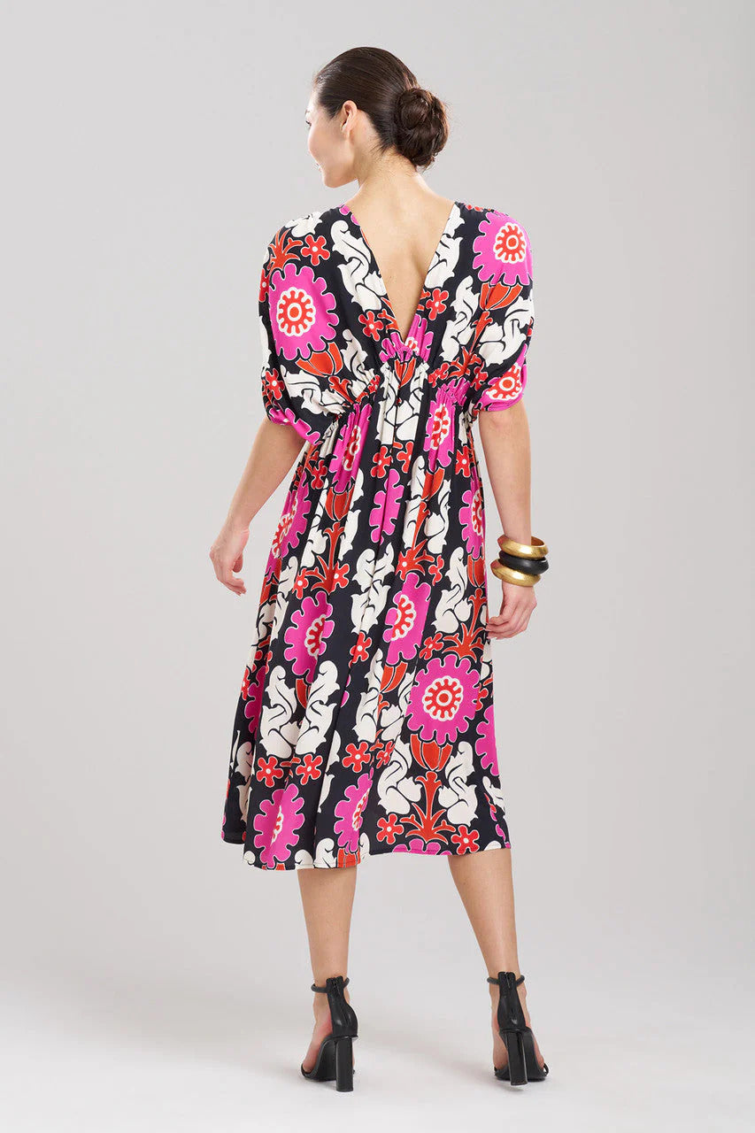 Natori Talitha Crepe Shirred Empire Waist Dress