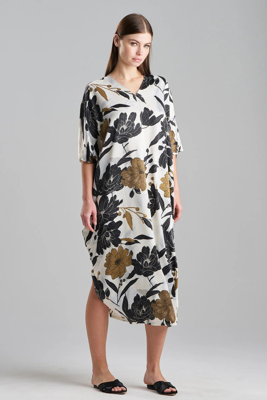 Natori Peony Blossom V-Neck Caftan