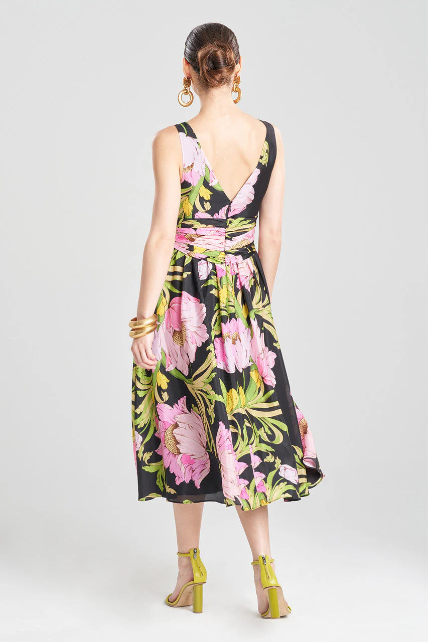 Natori Shinjo Obi Silk Midi Dress