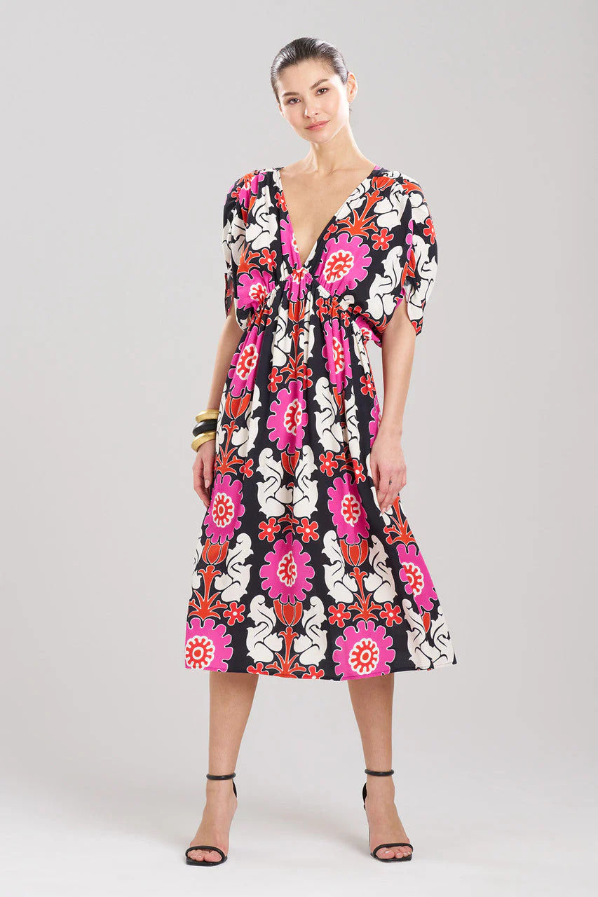 Natori Talitha Crepe Shirred Empire Waist Dress